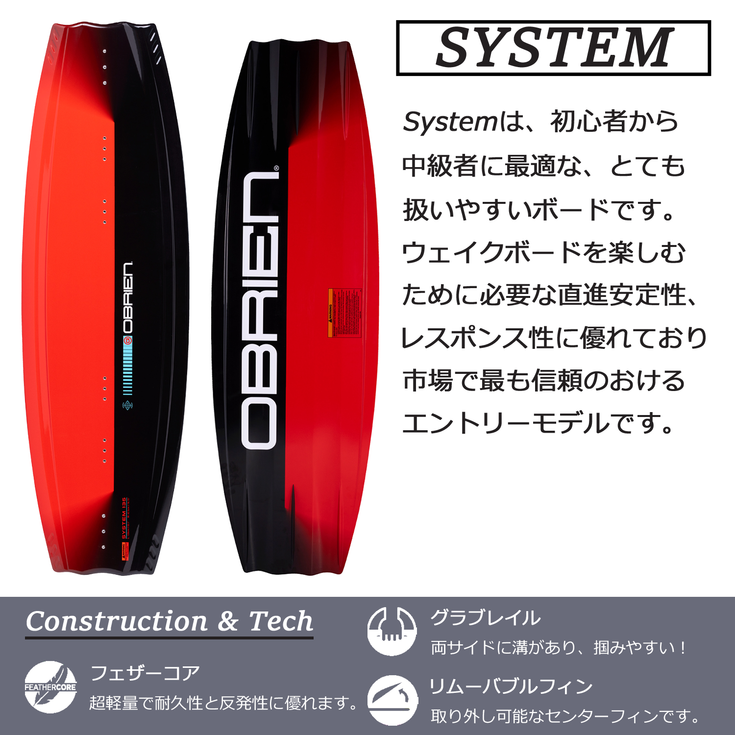 OBRIEN オブライエン ウェイクボードセット SYSTEM システム - 画像 (4)